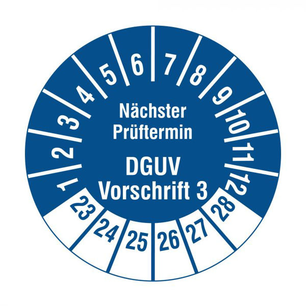 Picture of Inspection label (DE) 2023-2028, polyethylene foil 20 mm Blu